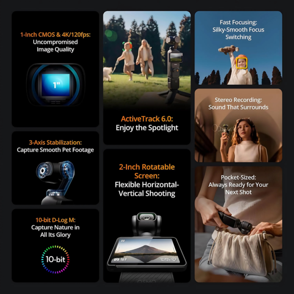 Osmo Pocket 3 Combi-Creation, vlog camera with 1-inch CMOS and 4K/120fps video, 3-axis stabilization, multifunctional - Afbeelding 6